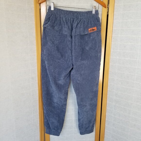 Japanese Biraki Corduroy Jogger Pants Dark Blue Pockets Men's Medium Streetwear - Picture 6 of 8